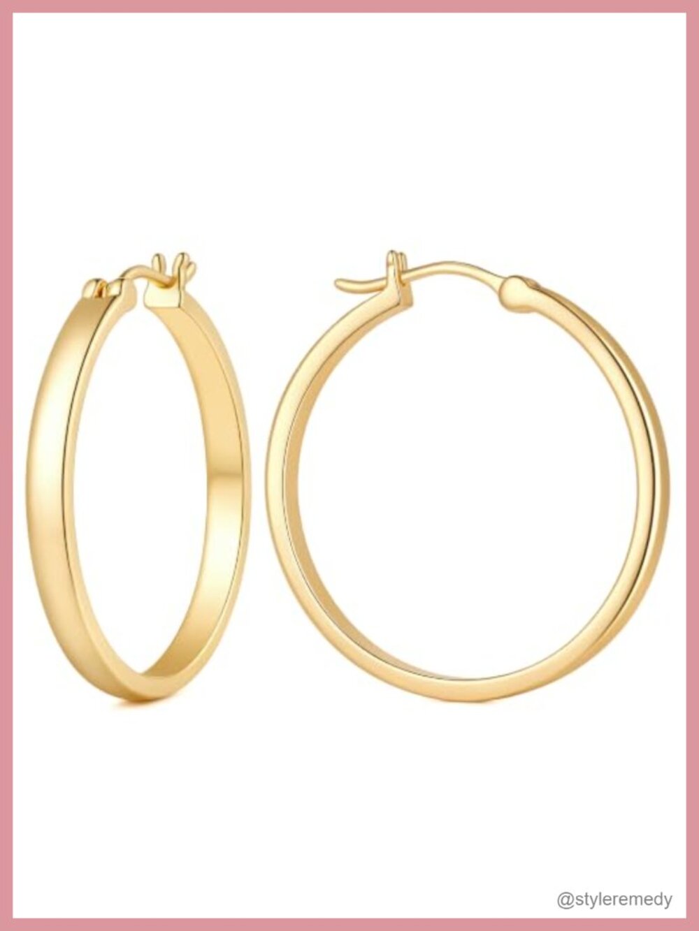 14K Gold Plated Hoop Earrings Latch Back Women Jewelry Gift